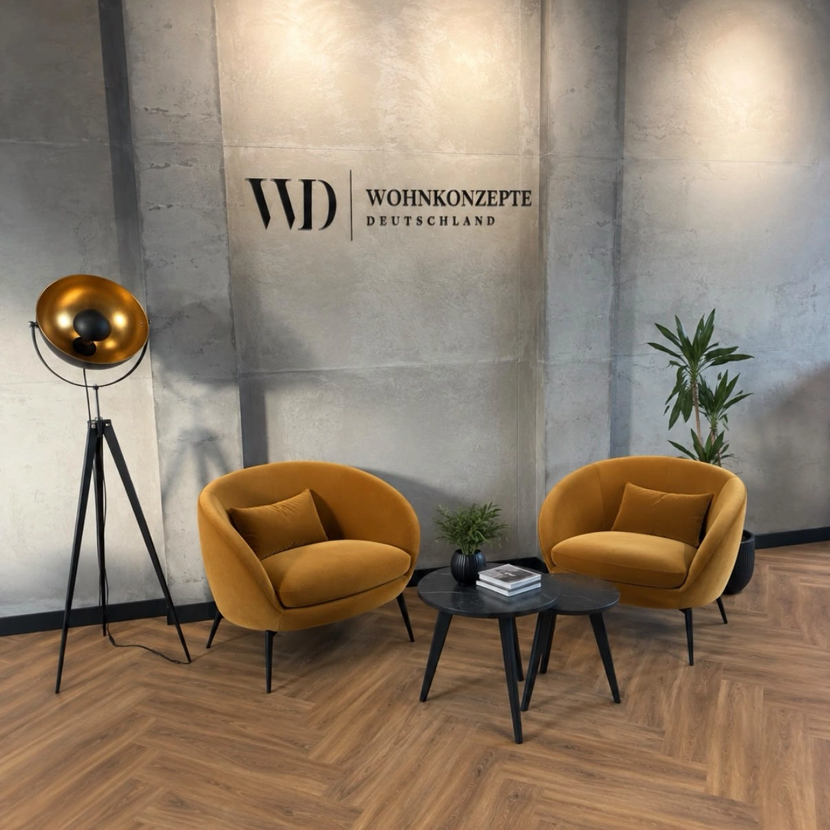Empfangsbereich von Wohnkonzepte Deutschland in Mannheim mit Firmenlogo